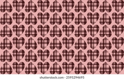 seamless pattern with grid strip hearts, pink strip pink heart grid patter, repeat seamless pattern design for fabric print or background or t-shirt paint