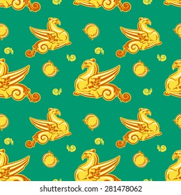 Seamless pattern with griffins