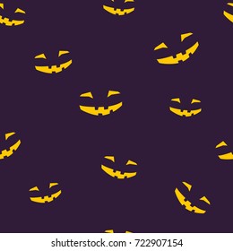 Seamless Pattern of Grinning Scary Halloween Face, Face for Jack-o-Lantern, Vector Illustration 