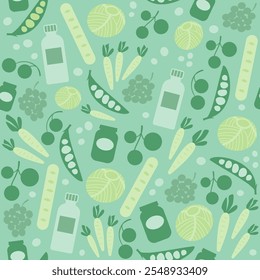 Seamless pattern with groceries. Vegetables and food supplies.