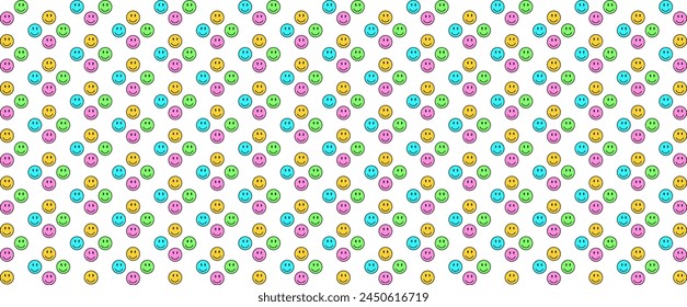 Seamless pattern with groovy emoticons perfect for backdrop or textile decoration