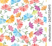 Seamless pattern with groovy floral, Trendy floral pattern for design fabric, backgrounds, package, wrapping paper, covers, fashion.