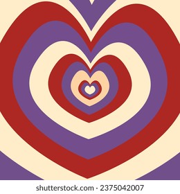 seamless pattern with groovy hearts. Vintage groovy hearts vector background. Retro wallpaper.