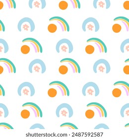 Seamless pattern with a Groovy and Hippie vibes