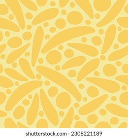 Seamless pattern groovy polka dot Abstract retro art aesthetic 70s style. Trendy 1960s color silhouette groovy background. Cute vintage design in yellow color. Vector illustration.