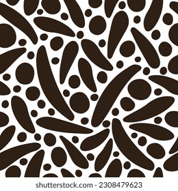 Seamless pattern groovy polka dot Abstract retro art aesthetic 70s style. Trendy 1960s color silhouette groovy background. Cute vintage design in black and white colors. Vector illustration.