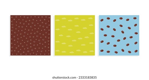 seamless pattern with ground coffee pieces , leaves, beans