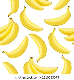 Nahtloses Muster einer Gruppe reifer Bananen auf weißem Hintergrund.Vektor-Fruchtmuster.
