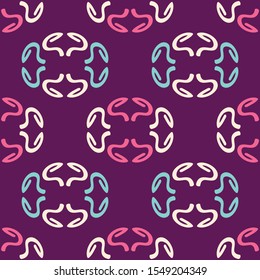 Seamless pattern with groups of curved geometric elements.