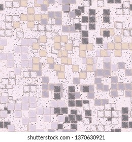 Seamless pattern. Groups of uneven shaded squares are randomly located against a placer of fine spots. Fashionable camouflage. Funny colors. Editable.