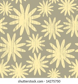 Seamless pattern with grunge abstract flowers on a beige background(can be repeated and scaled in any size)