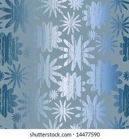 Seamless pattern with grunge abstract flowers on a blue background, vector.(can be repeated and scaled in any size)