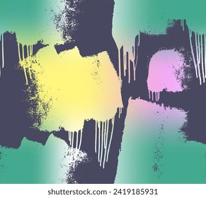 Seamless Pattern Grunge Background. Urban Graffiti Wall Texture. Grunge Ripped Wall with  Ads Background. Square Urban Wallpaper. Graffiti Wall Texture. Blots, ink orang vector.