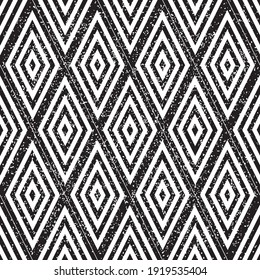 Seamless pattern with grunge black rhombuses
