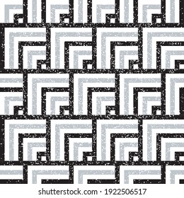 Seamless pattern with grunge black and silver gray segments