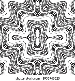 Seamless pattern with grunge black wavy lines