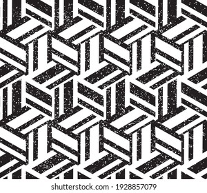 Seamless pattern with grunge black and white segments cube