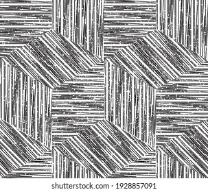 Seamless pattern with grunge black and white segments cube