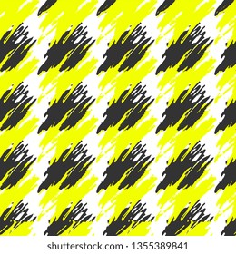 Seamless pattern with grunge black and yellow brush strokes. Hand drawn texture. Background, textile, backdrop, wrapper, fabric.