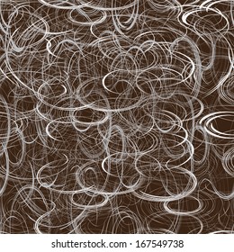 Seamless pattern with grunge chaotic grey and white circles on dark background