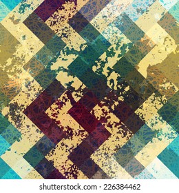 Seamless pattern. Grunge chevron pattern on blue background.