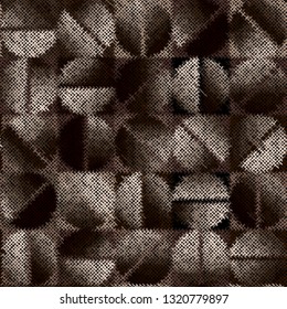 Seamless pattern. Grunge coffee pattern on a patchwork of rough canvas. Vector image.