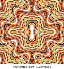 Seamless pattern with grunge colored wavy lines