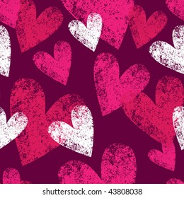 seamless pattern with grunge hearts