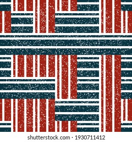 Seamless pattern with grunge horizontal and vertical colored segments
