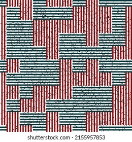 seamless pattern with grunge horizontal and vertical colored segments