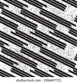 Seamless pattern with grunge oblique black segments