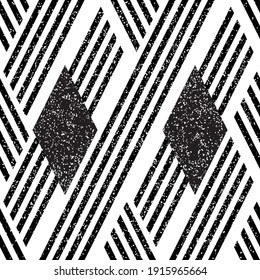 Seamless pattern with grunge oblique black segments