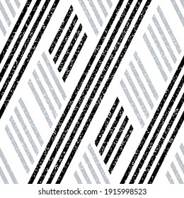 Seamless pattern with grunge oblique black and silver gray segments