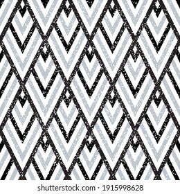 Seamless pattern with grunge oblique black and silver gray segments