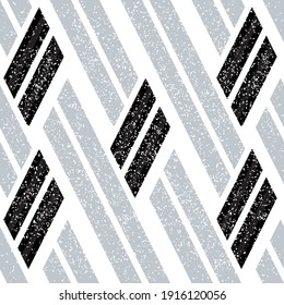 Seamless pattern with grunge oblique black and silver grey segments