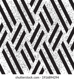 Seamless pattern with grunge oblique black segments
