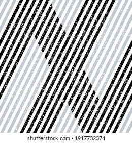 Seamless pattern with grunge oblique black and silver gray segments