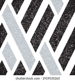 Seamless pattern with grunge oblique black and silver gray segments