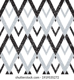 Seamless pattern with grunge oblique black and silver gray segments