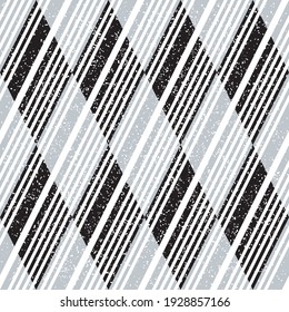 Seamless pattern with grunge oblique black and silver gray segments