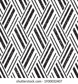Seamless pattern with grunge oblique black segments