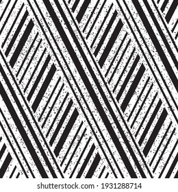 Seamless pattern with grunge oblique black segments