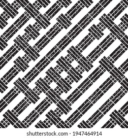 Seamless pattern with grunge oblique black segments