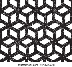 Seamless pattern with grunge oblique black bands(cube)