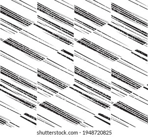 Seamless pattern with grunge oblique black bands(cube)