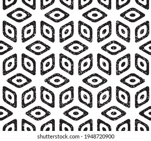 Seamless pattern with grunge oblique black bands(cube)