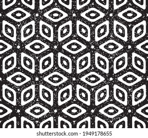Seamless pattern with grunge oblique black bands(cube)