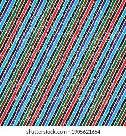 Seamless pattern with grunge oblique colored segments
