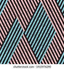 Seamless pattern with grunge oblique colored segments