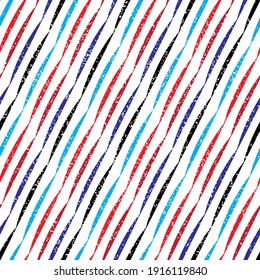 Seamless pattern with grunge oblique colored segments